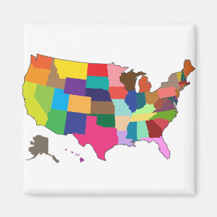 Map of America in Colours Magnet
