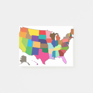 Map of America in Colours Post-it Notes