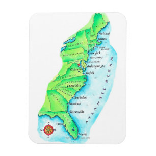 Map of American East Coast Magnet