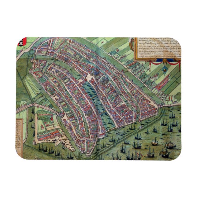 Map of Amsterdam, from 'Civitates Orbis Terrarum' Magnet (Horizontal)