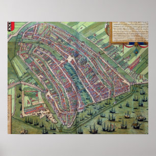 Map of Amsterdam, from 'Civitates Orbis Terrarum' Poster