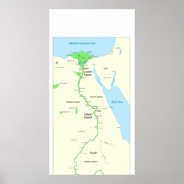Map of Ancient Egypt During the Dynastic Period Poster (Front)