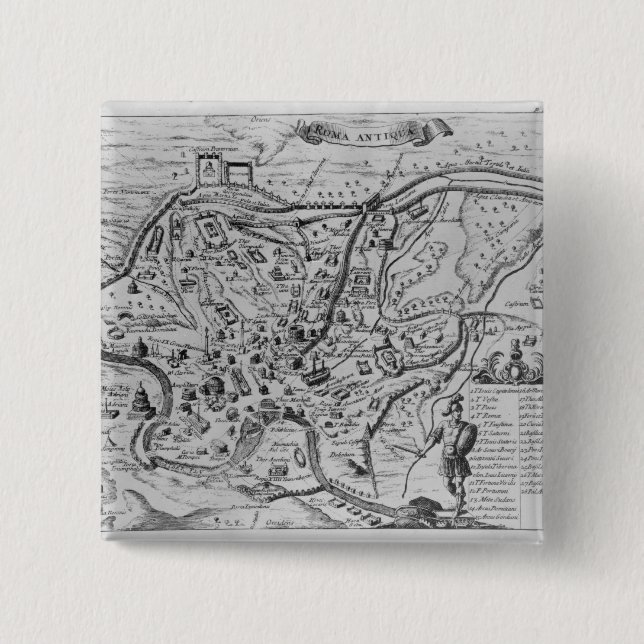 Map of Ancient Rome 15 Cm Square Badge (Front)