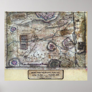 MAP of ANDERSONVILLE PRISON - CIVIL WAR 1864 Poster