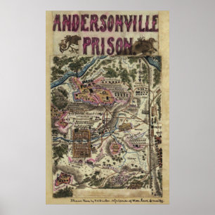 Map of Andersonville Prison Civil War Poster