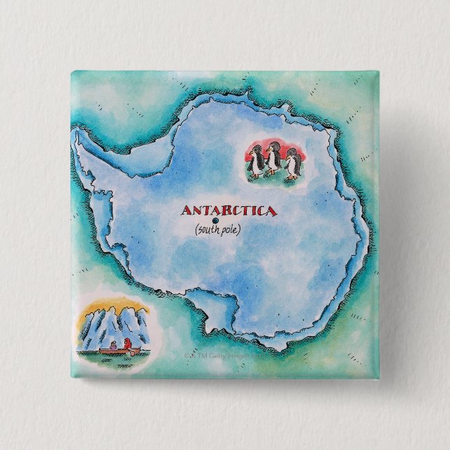 Map of Antarctica 15 Cm Square Badge (Front)