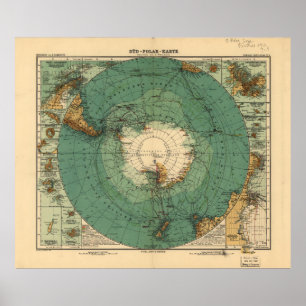 Map of Antarctica from 1912 (Süd-Polar-Karte) Poster