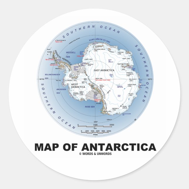 Map Of Antarctica (Geography) Classic Round Sticker (Front)