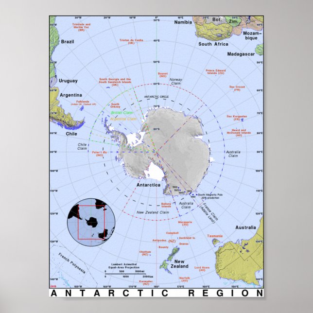 Map of Antarctica Poster (Front)