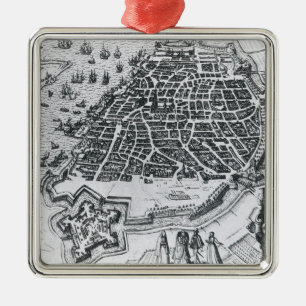 Map of Antwerp, 1598 Metal Tree Decoration