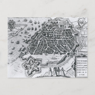 Map of Antwerp, 1598 Postcard