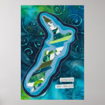 Map of Aotearoa New Zealand textile art