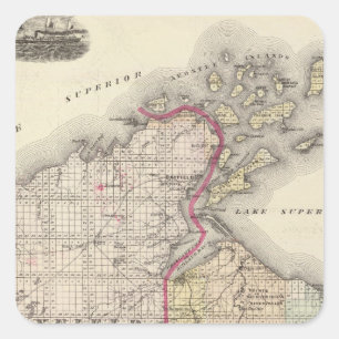 Map of Ashland and Bayfield counties Square Sticker