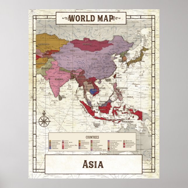 Map Of Asia Poster (Front)
