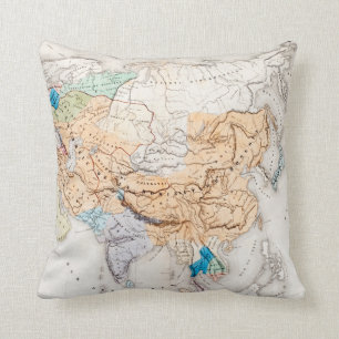 Map of Asia   Time of Kublai Khan Cushion