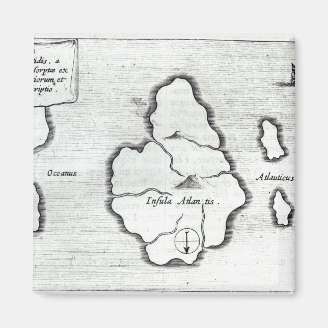 Map of Atlantis, from 'Mundus Subterraneus' Magnet (Front)