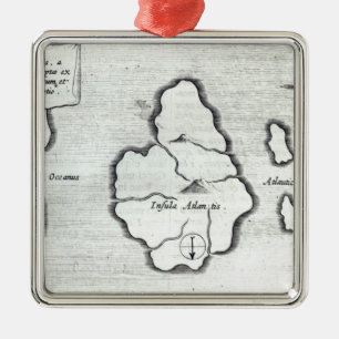 Map of Atlantis, from 'Mundus Subterraneus' Metal Tree Decoration