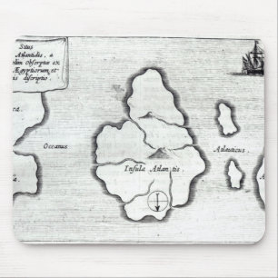 Map of Atlantis, from 'Mundus Subterraneus' Mouse Pad