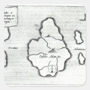 Map of Atlantis, from 'Mundus Subterraneus' Square Sticker