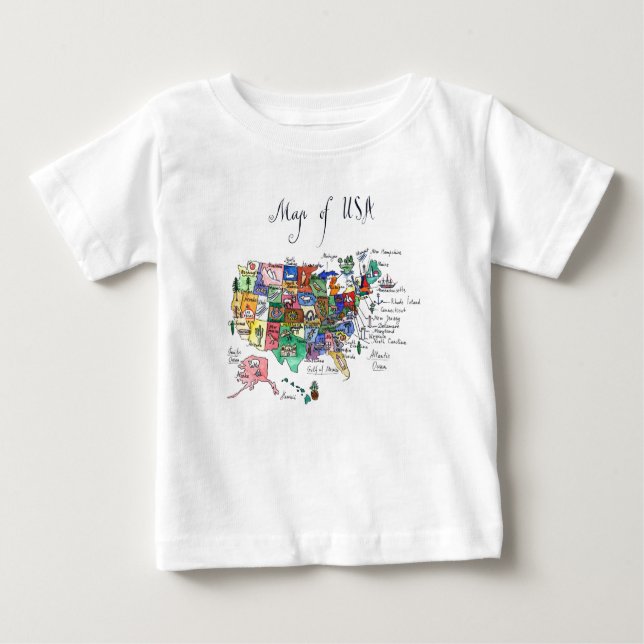 Map of Attractions of United States of America Baby T-Shirt (Front)