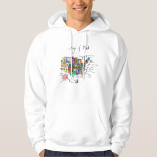 Map of Attractions of United States of America Hoodie