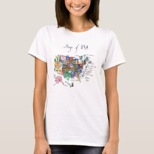 Map of Attractions of United States of America T-Shirt