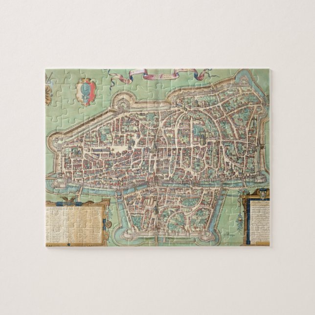 Map of Augsburg, from 'Civitates Orbis Terrarum' b Jigsaw Puzzle (Horizontal)