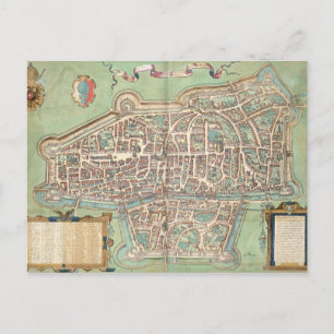 Map of Augsburg, from 'Civitates Orbis Terrarum' b Postcard