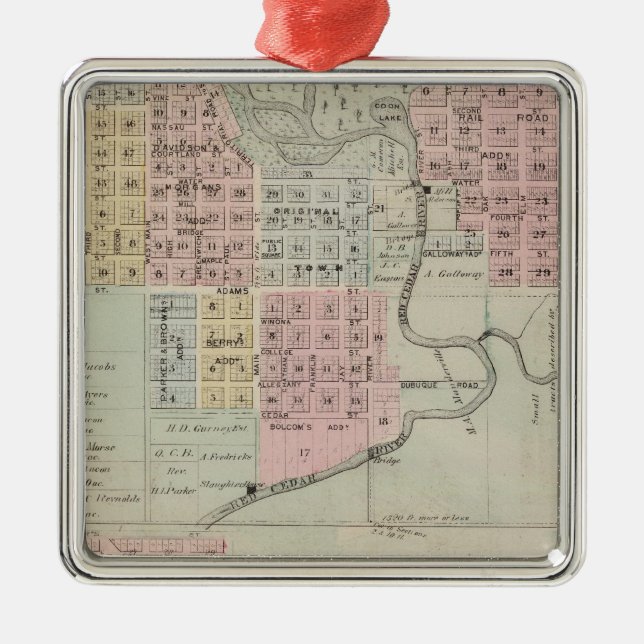 Map of Austin, Mower County, Minnesota Metal Ornament (Front)