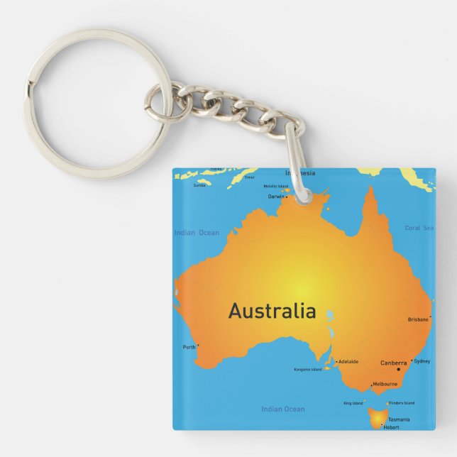 Map Of Australia Key Ring (Front)