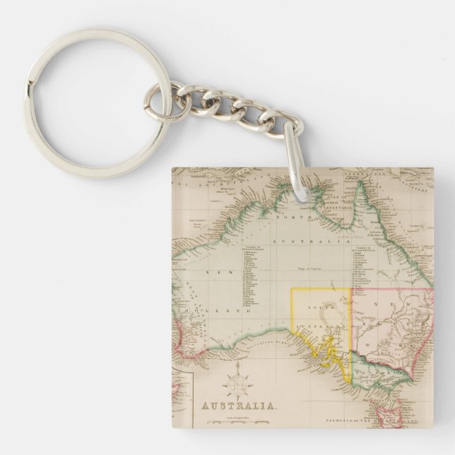 Map of Australia & New Zealand Key Ring (Front)