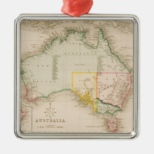 Map of Australia & New Zealand Metal Ornament