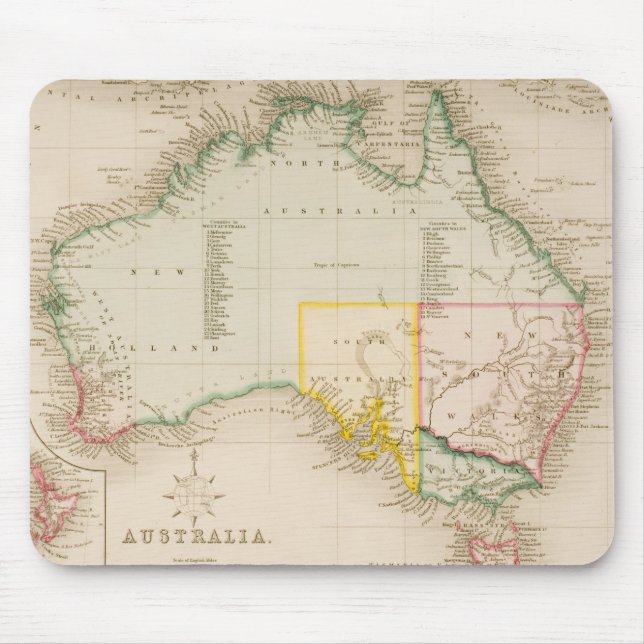 Map of Australia & New Zealand Mouse Pad (Front)