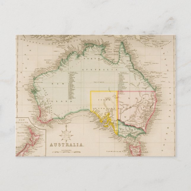 Map of Australia & New Zealand Postcard (Front)