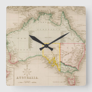 Map of Australia & New Zealand Square Wall Clock