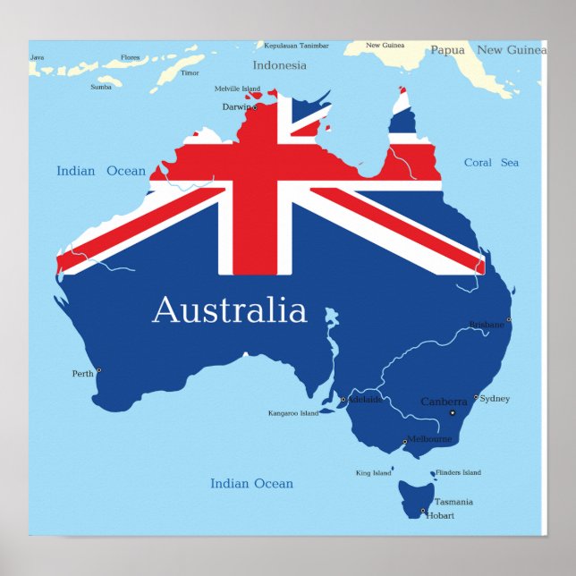 Map Of Australia Poster (Front)