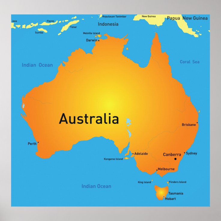 Map Of Australia Poster | Zazzle