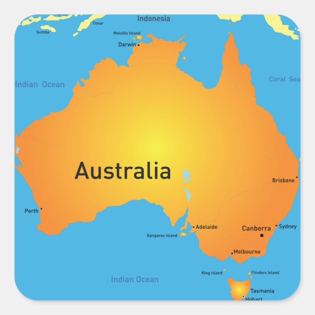 Map Of Australia Square Sticker (Front)