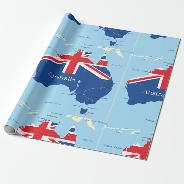 Map of Australia Wrapping Paper (Unrolled)