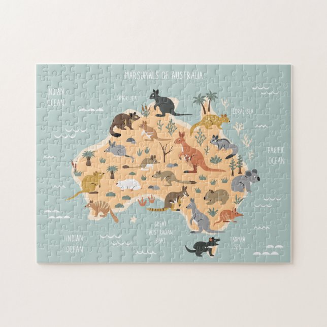 Map of Australian marsupials kids Jigsaw Puzzle (Horizontal)