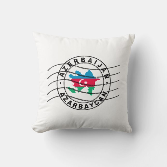 Map of Azerbaijan, Postal Passport Stamp, Travel S Cushion (Front)