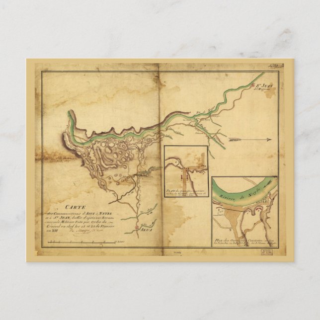 Map of Azua, Dominican Republic (1804) Postcard (Front)
