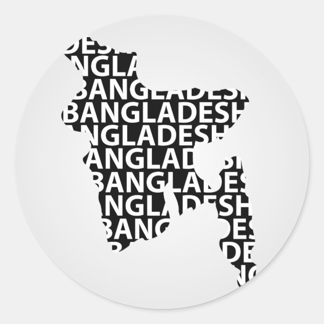 Map of Bangladesh with text inside Classic Round Sticker (Front)