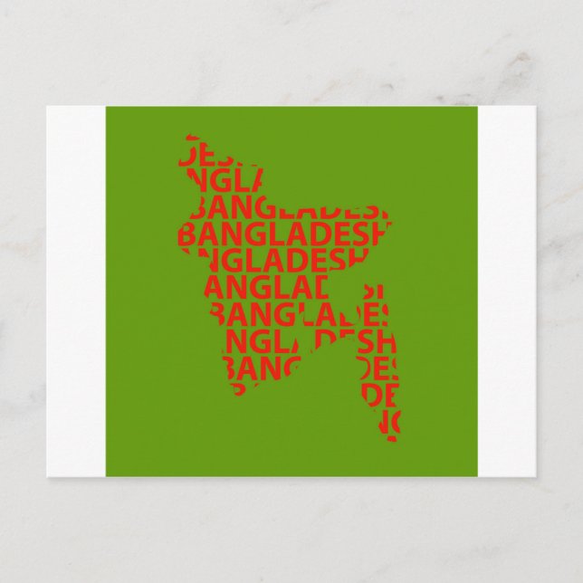 Map of Bangladesh with text inside Postcard (Front)