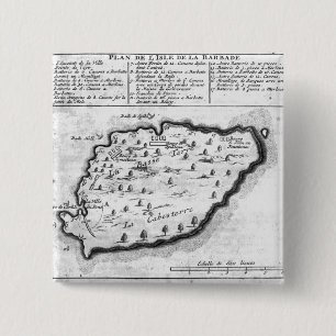 Map of Barbados 15 Cm Square Badge