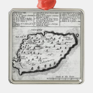 Map of Barbados Metal Tree Decoration