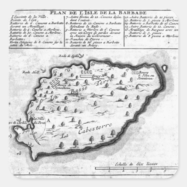 Map of Barbados Square Sticker (Front)