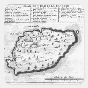 Map of Barbados Square Sticker