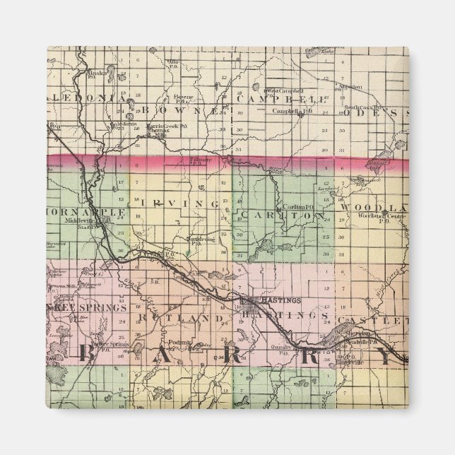 Map of Barry County, Michigan Magnet (Front)