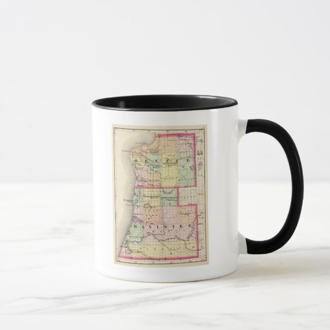 Map of Benzie and Manistee counties, Michigan Mug (Right)
